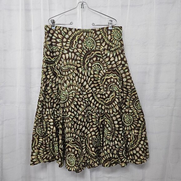 Ruby Rd. Green Brown Boho Peasant Skirt Midi Festival Hippie 12 - Picture 8 of 8